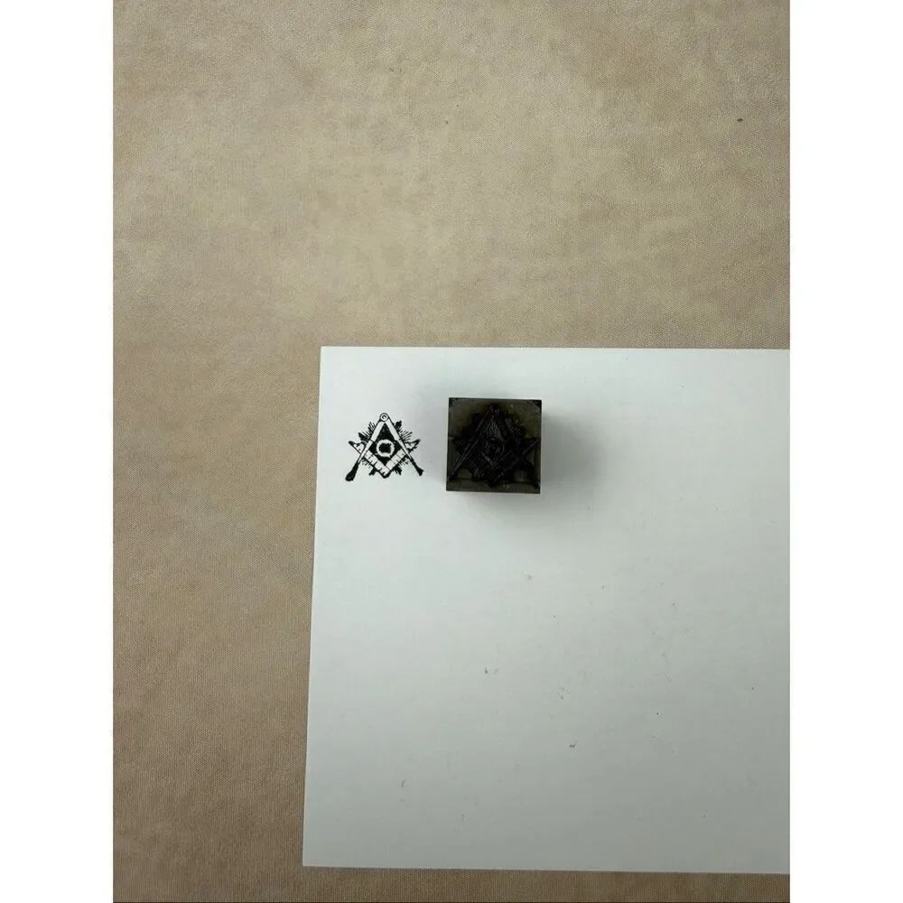 Antique Vintage Freemason Masonic Letterpress Print Type Cut Stamp Block